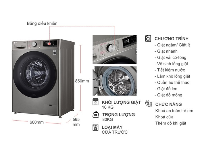 Máy giặt LG FV1410S4P 14 chương trình giặt