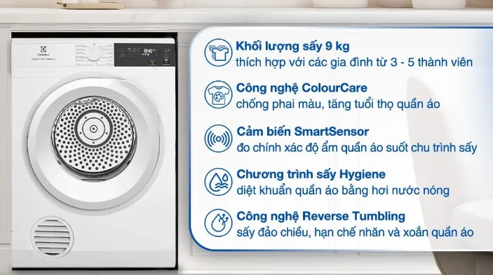 Máy sấy Electrolux EDV904H3WC 9 cân