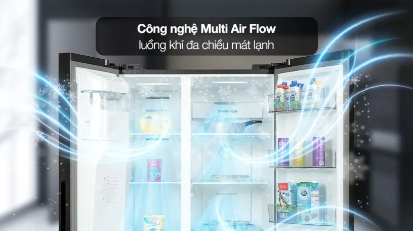 Toshiba 568 lít Inverter GR-RS755WIA-PGV(22)-XK làm lạnh đa chiều