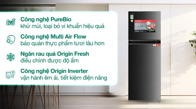 Toshiba Inverter 338 lít GR-RT468WE-PMV(58)-MM