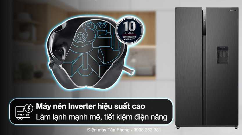 Tủ lạnh Hitachi HRSN9552DWDXVN công nghệ inverter